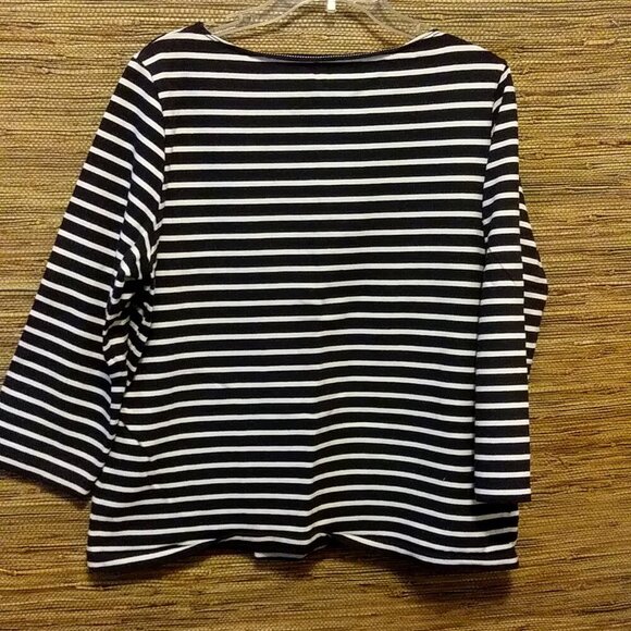 Lands' End Striped 3/4 Sleeve Top | Nautical Vibes XL (18-20) - Picture 3 of 5